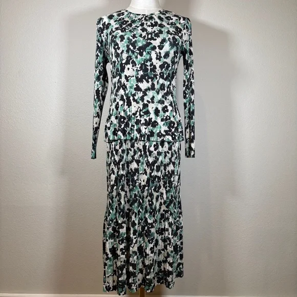Hugo Boss Green and Black Abstract Long Sleeve Dress Size Medium - Picture 1 of 16